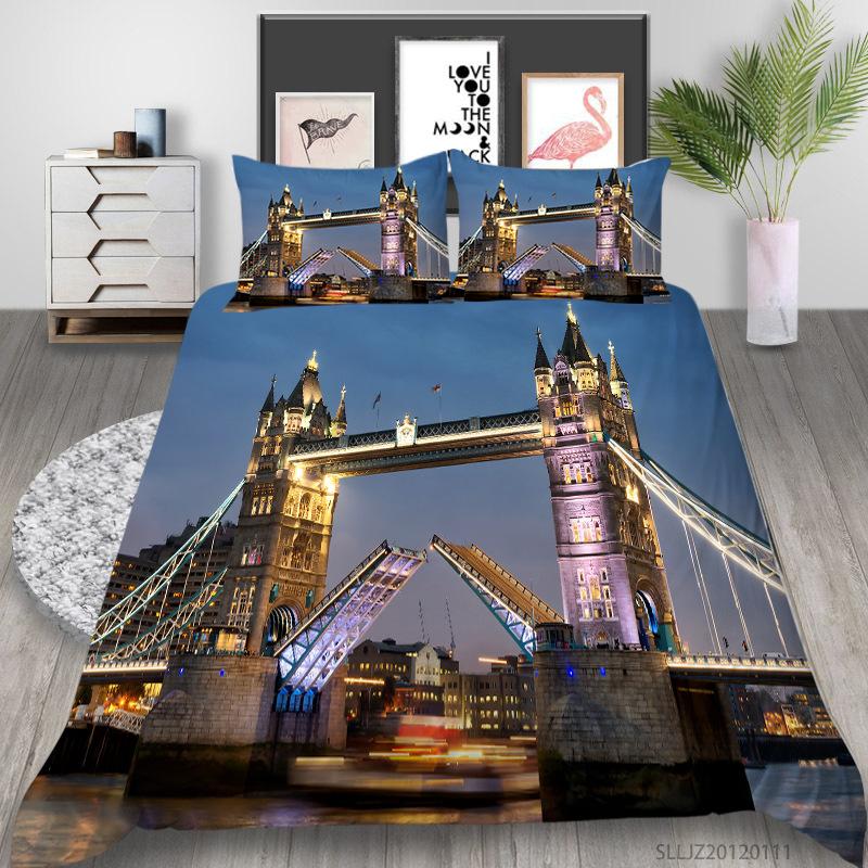 

3D Digital Printing Polyester Quilt Cover Pillowcase Two Or Three-Piece Set Attraction Series EU single 135*200
