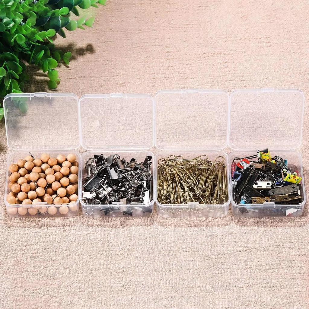1-24 Pieces Small Clear Plastic Beads Storage Containers Box with Hinged Lid Storage Case of Small Items Crafts Jewelry Hardware