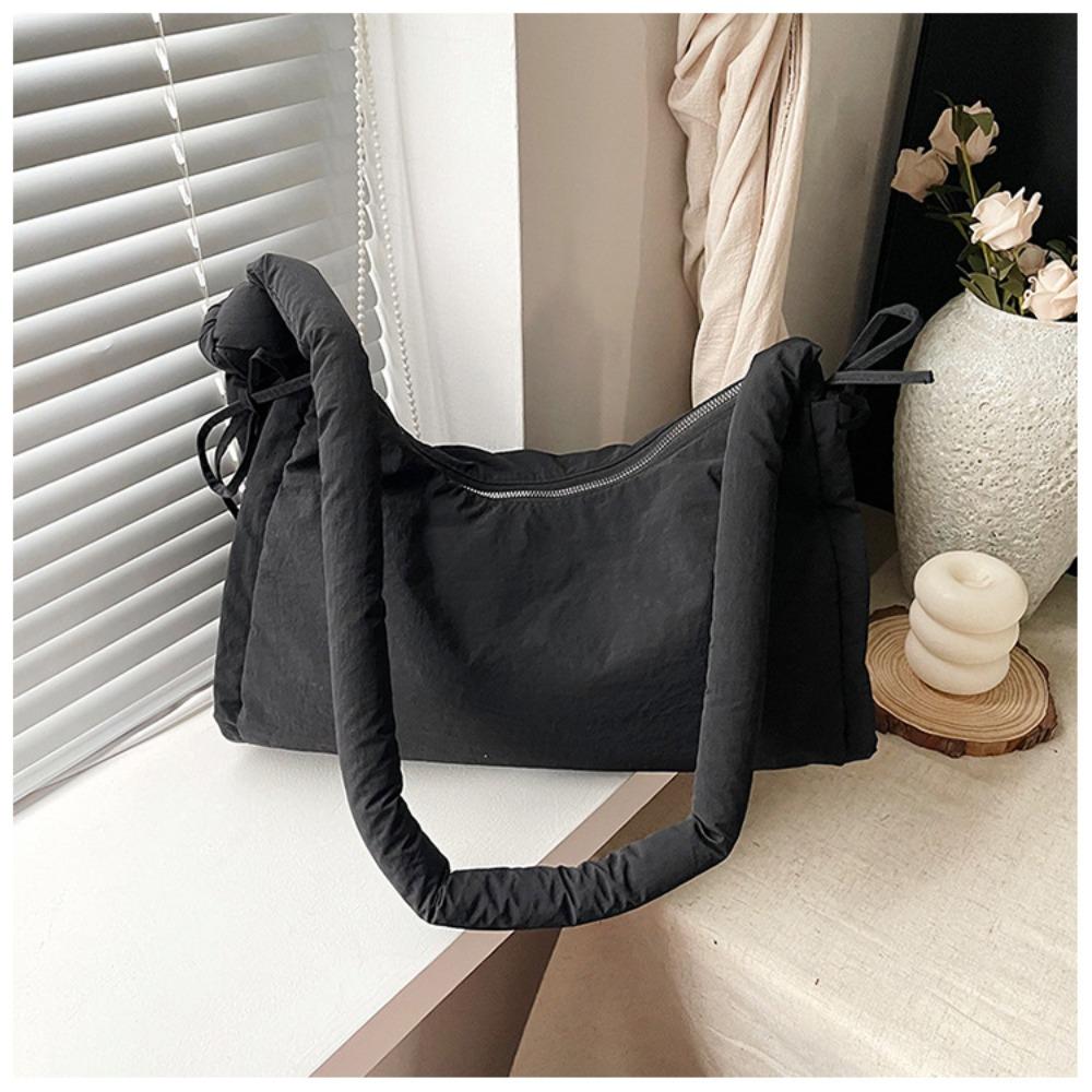 

Нейлоновая сумка через плечо, однотонная мягкая сумка-тоут, модная мягкая сумка через плечо чёрный