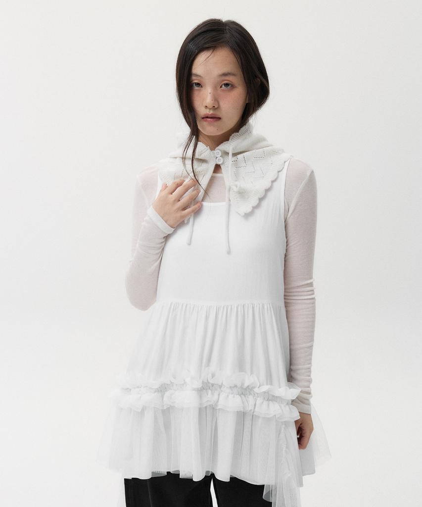 Ohesio Lace Knit Balaclava, White