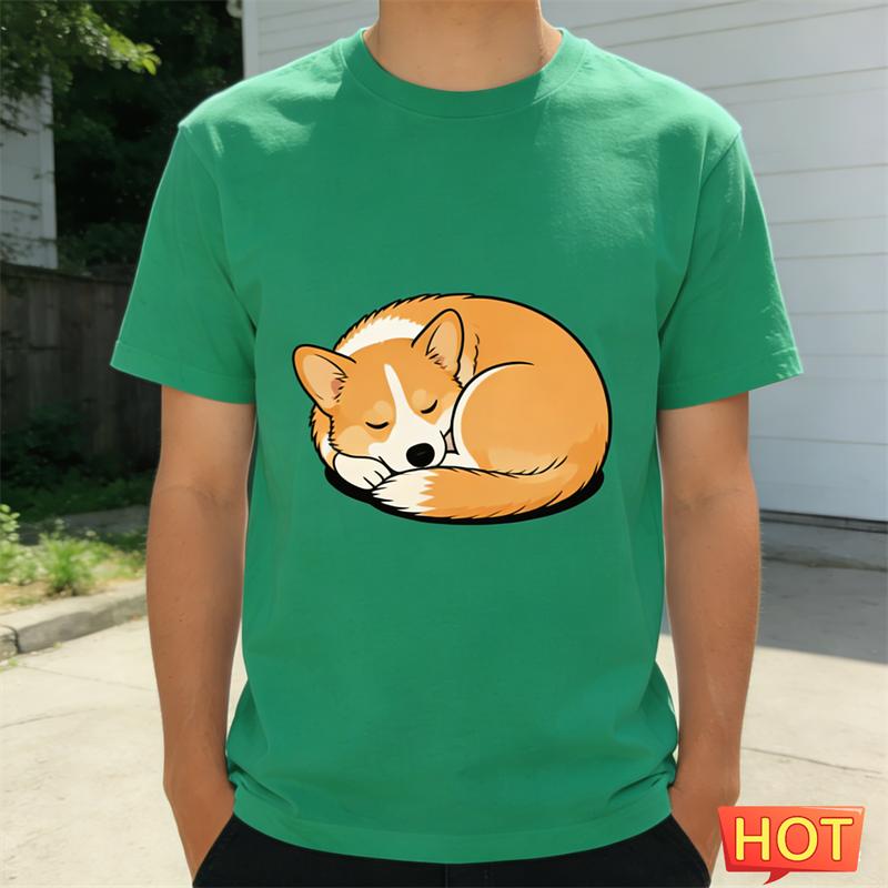 Funny Corgi Graphic Summer T Shirts For Men Fashion Cute Dog 3D Printed Crew Neck Tshirts Loose Streetwear Short Sleeve Tees