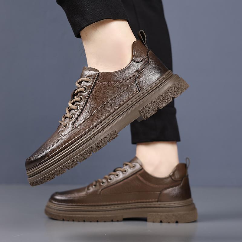Fashion New Arrival All-match Oxfords Flats Handmade Leather Mens Sneakers Classic Men's Walking Shoes Lace-Up Male Skate Footwear