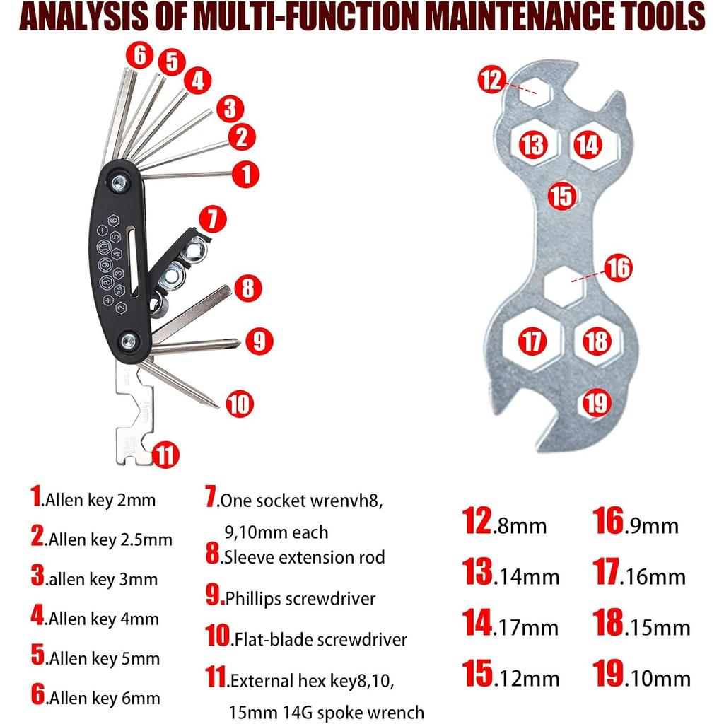 Bike Brake Set, Front and Rear Bike MTB Brake,Inner and Outer Callipers Cables Lever Kit with Calipers Levers Cables Multi-Tool Wrenches (Black)