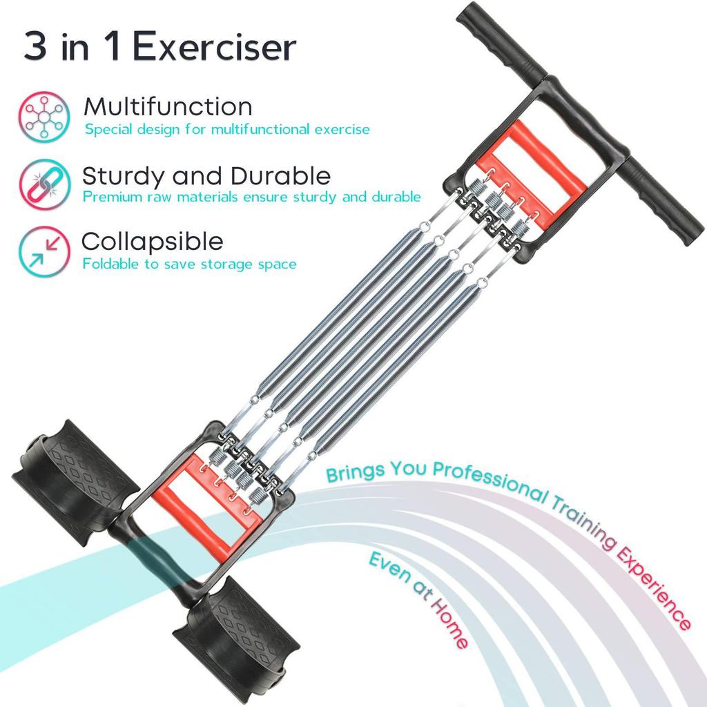 3-in-1 Spring Puller: Chest Expander & Multi-Function Fitness Pedal Trainer