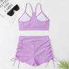 2025 European Solid Color High-Waisted Push-Up Bikini - Slimming, Tummy Covering, and Conservative Women's Swimsuit