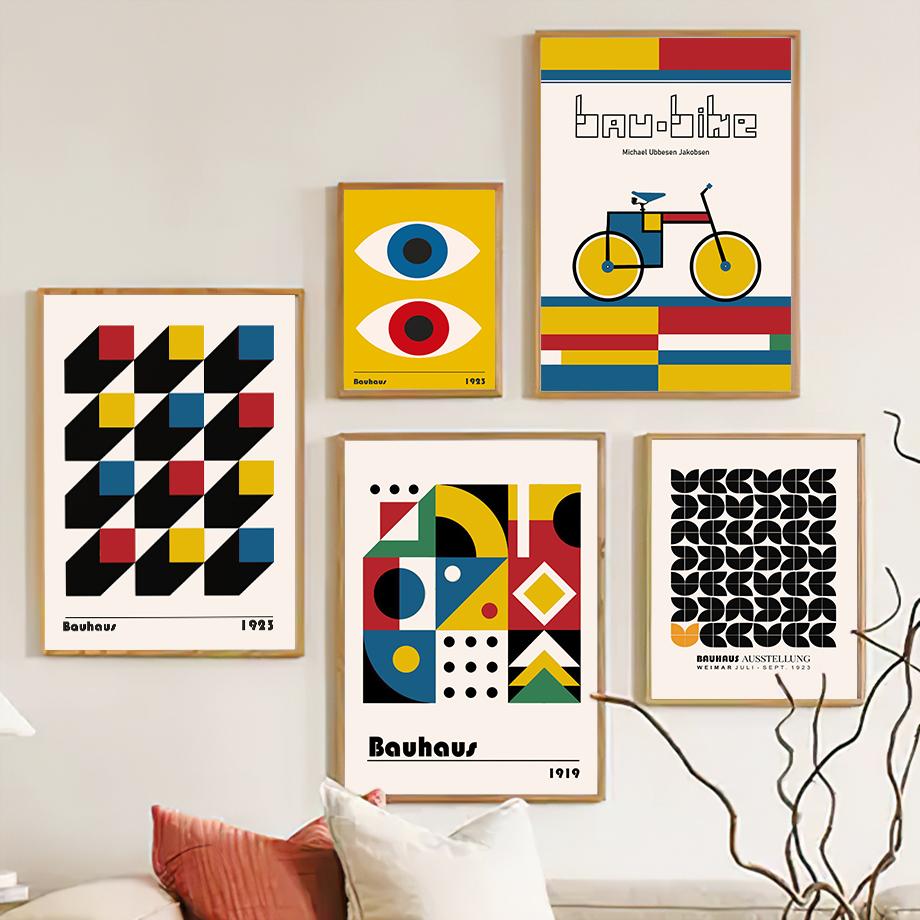 Bauhaus Lines Geometric Figure Wall Art Posters Prints Nordic Abstract Canvas Painting Hotel Bar Pictures For Living Room Decor
