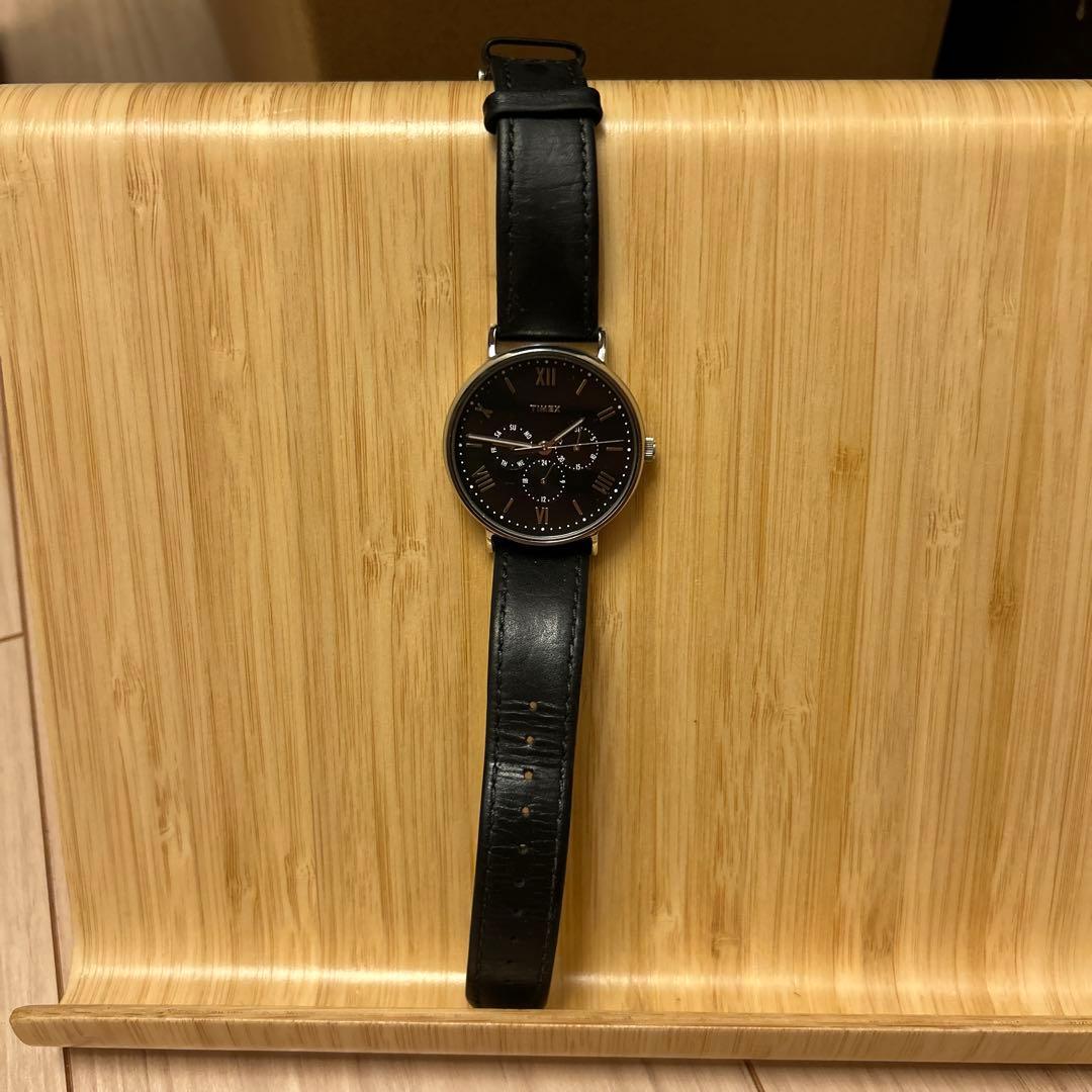 Used TIMEX watch black leather band