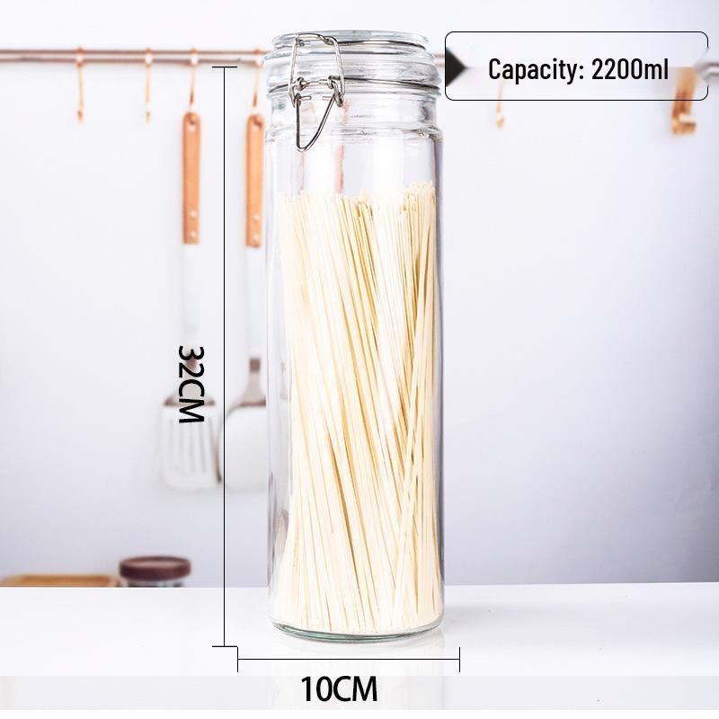 Round Glass Sealed Jar with Stainless Steel Clasp for Food Storage
