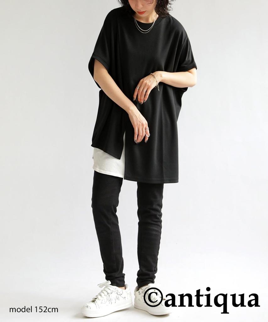 Highly Functional Tops for Cut and Short Free Size 05 Black [antiqua] Women, Sewn, Sleeves, PN-00468