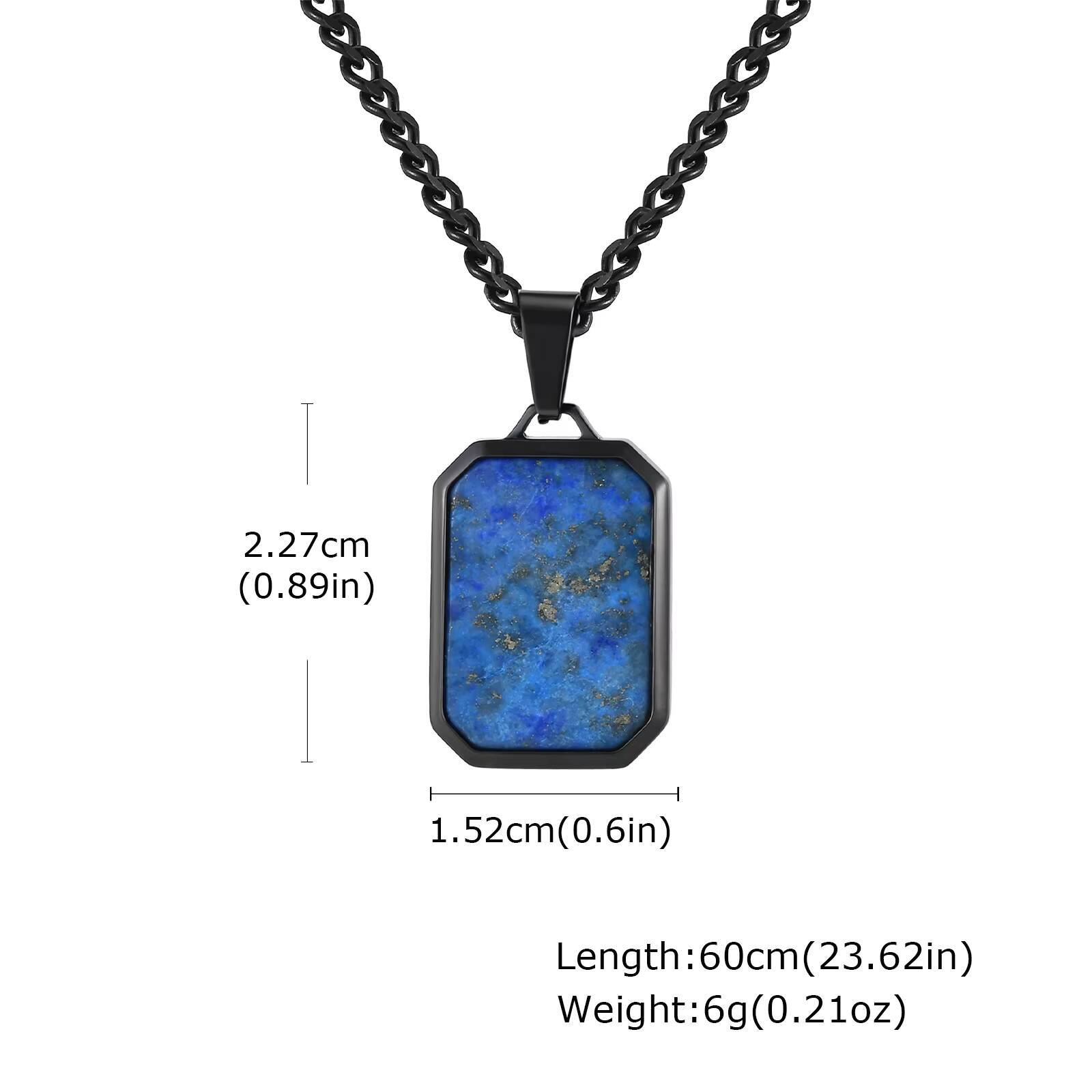 

Vnox Rectangular Blue Stone Pendant Necklace for Men, Stainless Steel Casual Jewelry Accessory Father s Day Anniversary Gift NEW