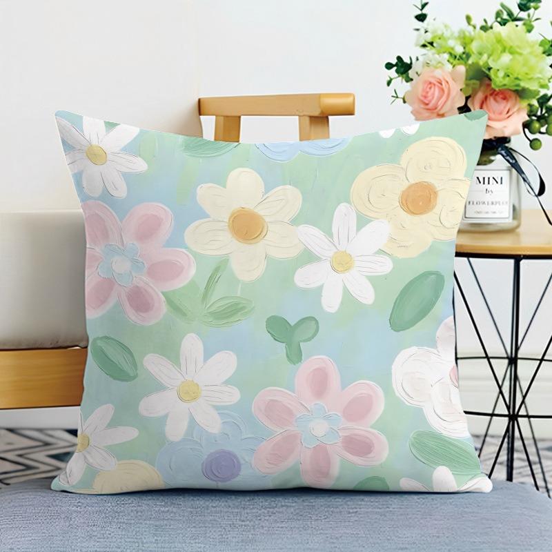 Small Fresh Flower Print Decorative Pillowcase Bedroom Living Room Square Cushion Pillowcase