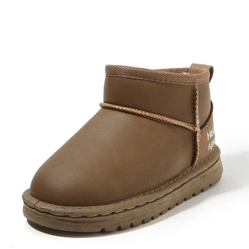 

Kids Snow Boots for Boys Warm Plush Winter Shoes for Children Solid Color Causal Girls Fashion Cotton Boots Outdoor Versatile 25 хаки