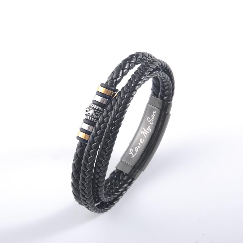 

Ethnic Style Woven Bracelet Stainless Steel Bracelet Men s Multi-layer Woven Leather Cord Buckle Bracelet Wholesale Stainless Steel Leather B