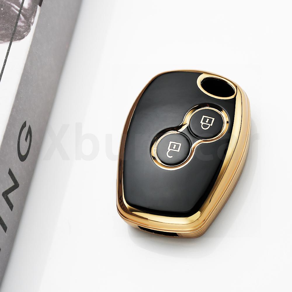 Gold Edge Tpu Auto Keyless Shell Car Key Case Cover For Renault Duster Logan Dacia Sandero Trafic Clio For Nissan Terrano Almera