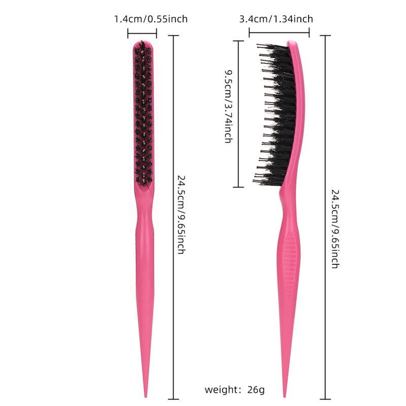 BEPAN 3 in 1 Teasing Bristle Hair Brush Edge Control Comb for Women Slick Back Comb with Rat Tail Pick Volumizing & Lift Styling Tool