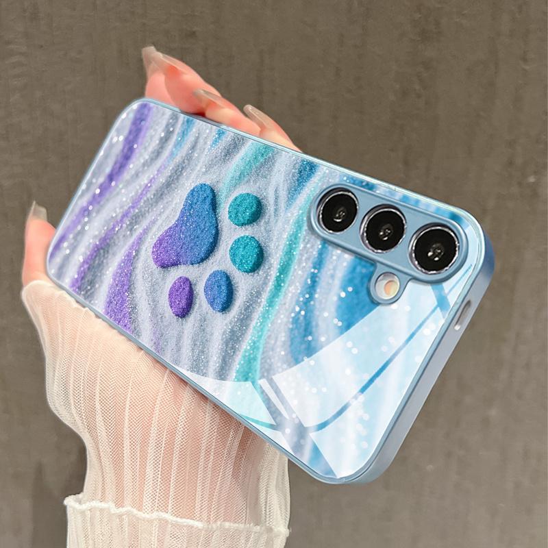 Cute and colorful paw prints Exquisite PhoneCase for Samsung Galaxy S26 S25 S24 S23 S22 FE Ultra Plus  Men women Built-in glass