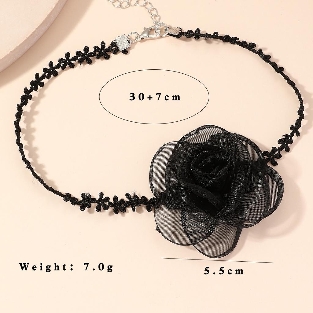 Black Flower Choker Necklace for Women,Red Vintage Camellia Necklace Velvet Suede Necklace Bridal Bridesmaid Collar Necklaces