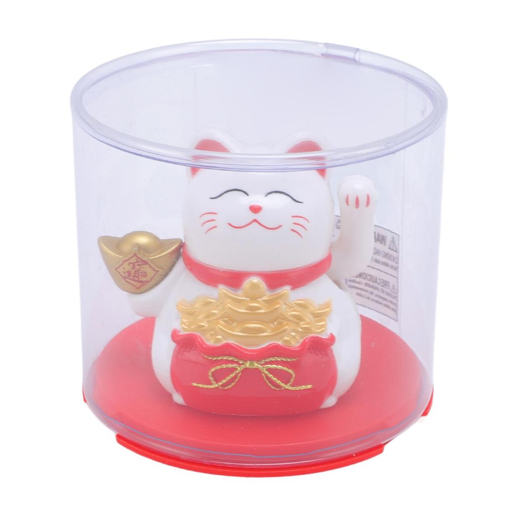 Feng Shui   Cat Solar Powered Waving Maneki Neko Decoration   Cat Statue for Home Shop Car Interior