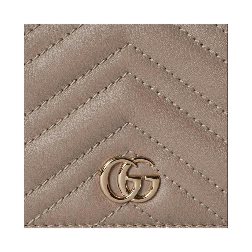 Gucci GG Marmont Logo Snap Closure Leather Wallet Women wallet Gray Brown 466492-DTDHD-1523