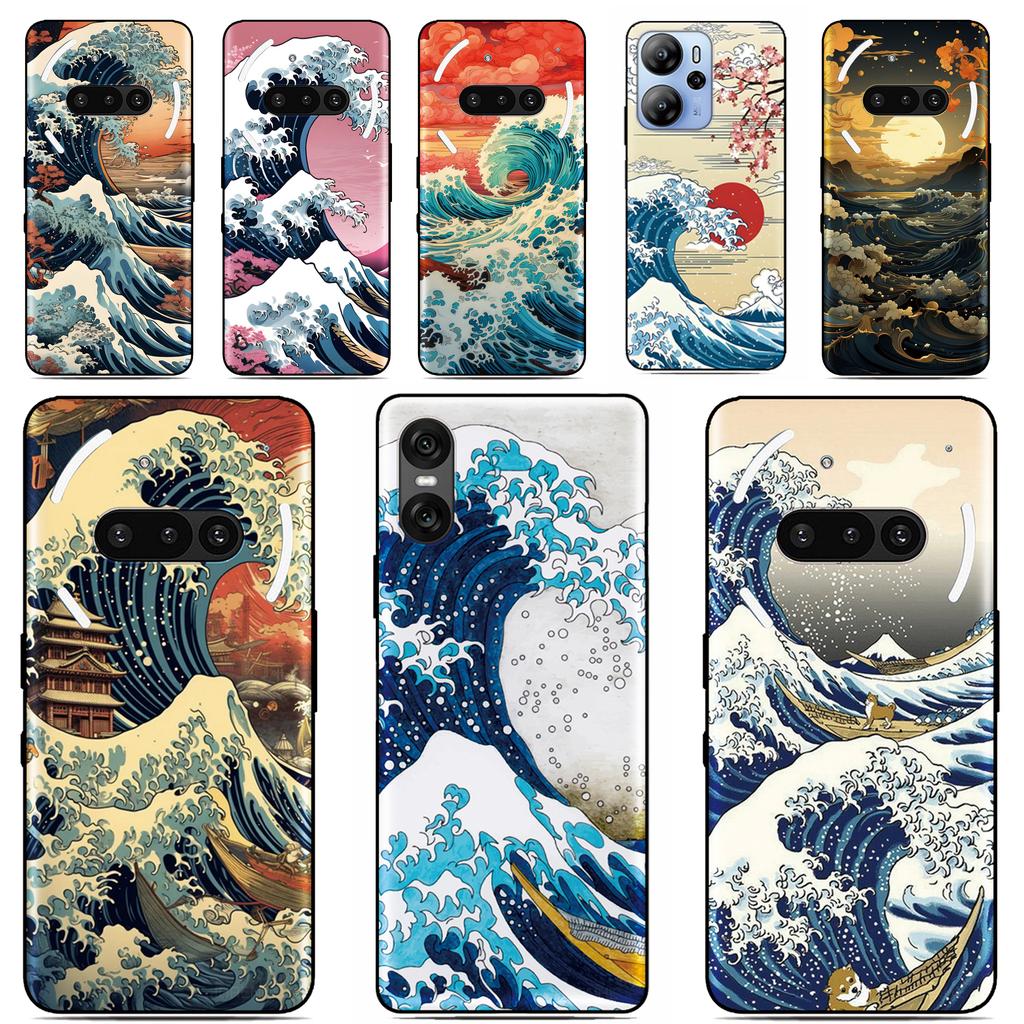 Japan Kanagawa Phone Case For Blackview Wave 9C 8C 6C Shark 9 Color 8 A100 A96 A95 A90 A85 A80 A70 A55 A53 A52 A200 Pro Cover