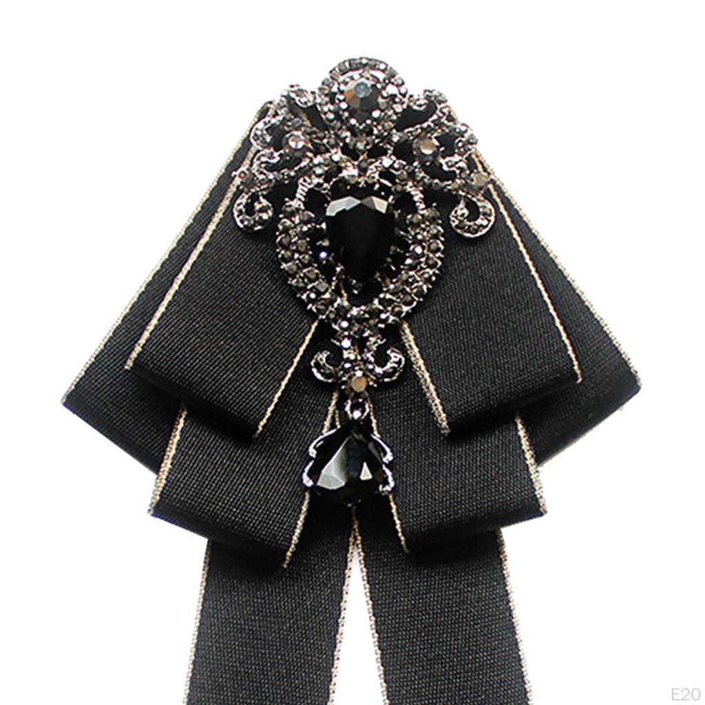 Bow Tie for Women Bowknot Necktie Vintage College Style Elegant Ribbon Formal Fashion Brooch Pin