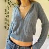 Sweetown Solid Twist Floral Knitted Cardigan Hoodies Women New Sweaters Autumn Winter Long Sleeve Casual Jackets Hooded Knitwear