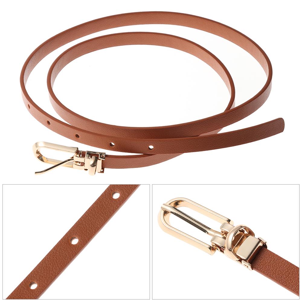 Women Candy Color Graceful Faux Leather Belts Dress Strap Thin Skinny Waistband Adjustable Belt