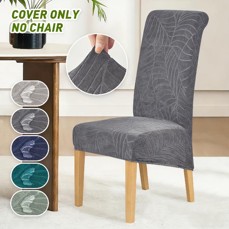 1pc/6pcs Jacquard Dining Chair Cover XL Size Elastic Chair Seat Slipcover Stretch Long Back Chair Case for Banquet Home Wedding