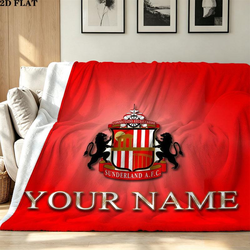 1PC Sunderland A.F Custom Name Patterned Flannel Blanket Suitable For All Seasons for Home Decor Warmth and Comfort Gifts Holiday Present