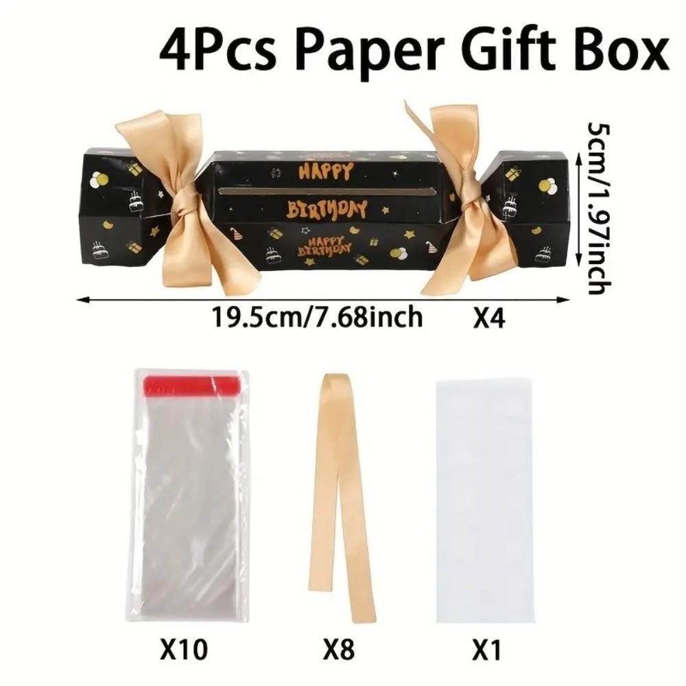 Party Gifts Candy Shape Birthday Money Box Funny Black Gold Money Gift Box with Bags Paper Pull Money Box Family Festive