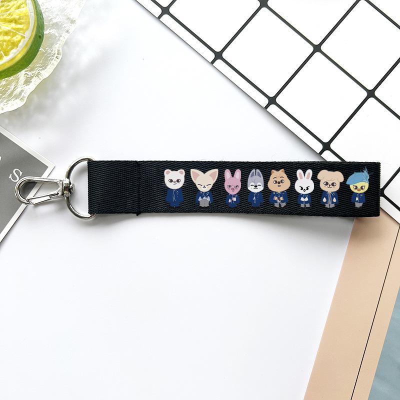 Stray Kids Magic School Lanyard Keychain Cartoon Characters Print Woven Wrist Strap Phone Holder Bag Charm Kpop Fan Support Peripheral Gift