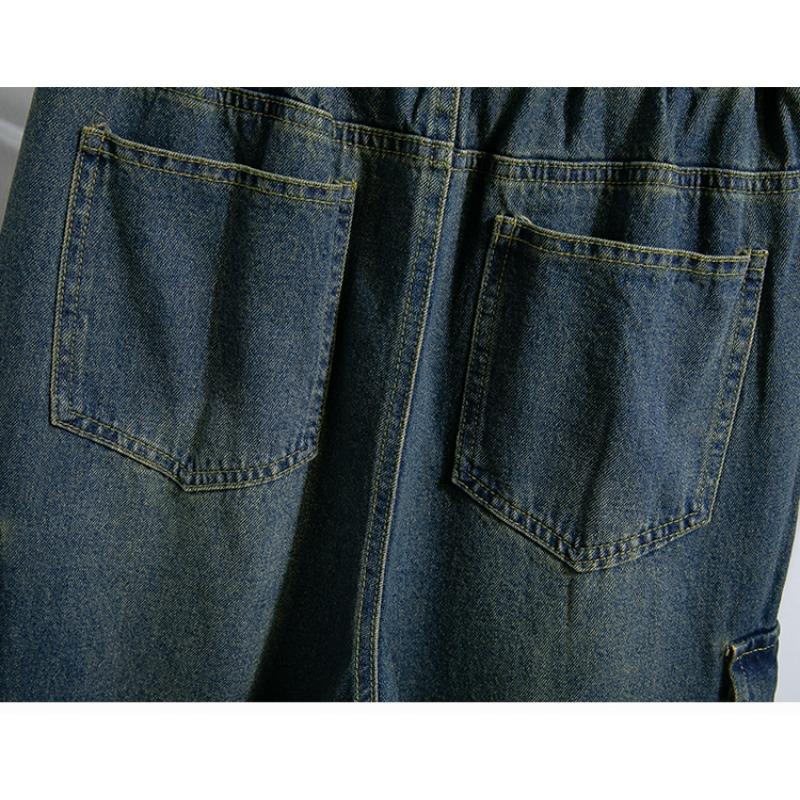 DIMANAF Plus Size Women Jeans Long Pants Thick Denim Cotton Loose Casual Elastic Waist Vintage Lady Winter Autumn