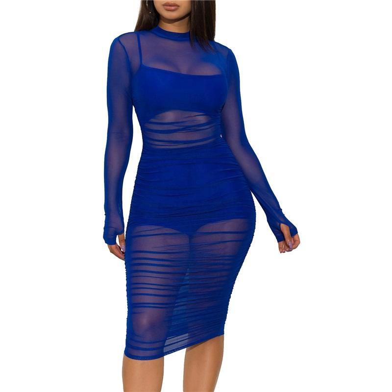 Europese En Amerikaanse Stijl Dames Mesh Jurk Sexy Nachtclub Drie Delig Set Met Top En Korte Broek