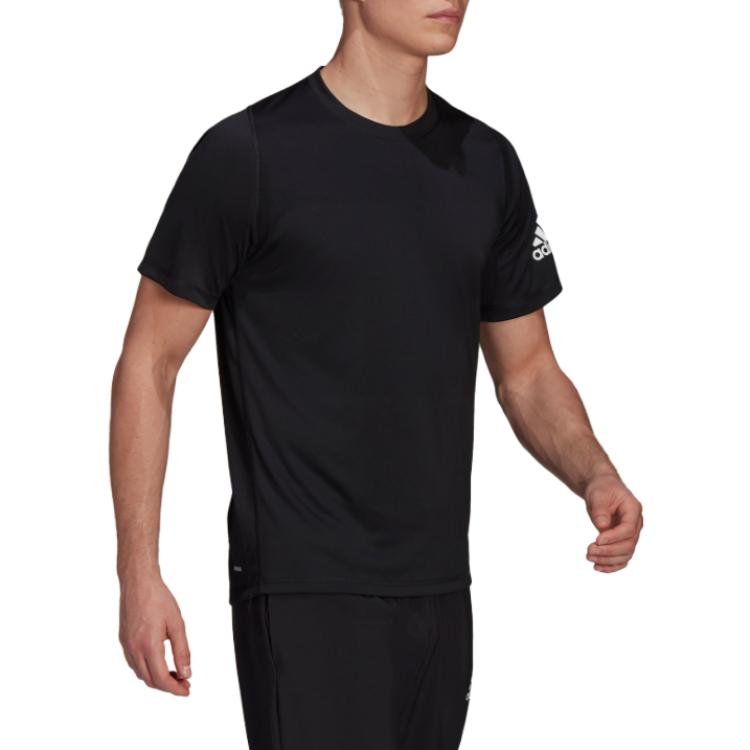 Adidas T Shirts Men's Black Crew Neck Moderate Straight Fit GU2771