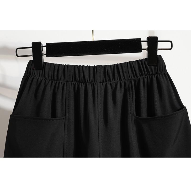 DIMANAF 2025 Plus Size Shorts Summer Women Solid Loose High Waist Casual Wide Leg Pants Short Pants Basic Harem