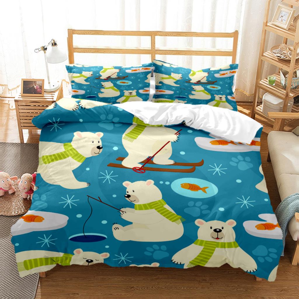 Cartoon Little Bear HD Print Bedding SetKing Size Bedding Setgirl's Bed Double Bed Duvet Covers Pillowcase Bedding Set