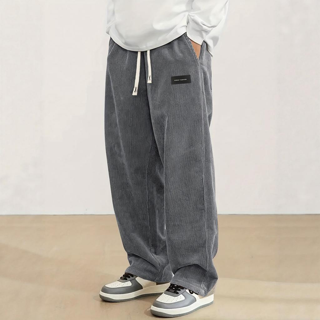 Herren Mode Corduroy Textur Lässig Sportlich Gerade Beine Hosen Elastischer Bund Kordelzug Bequeme Passform Strapazierfähiges Material