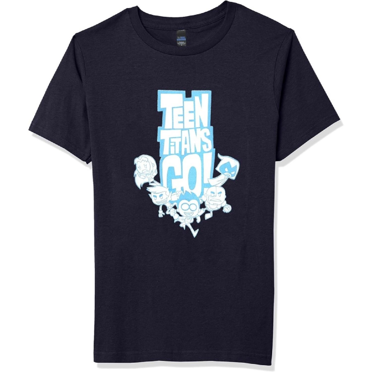 WARNER BROS Teen Go Titans Blue Boy s Premium Solid Crew Tee S