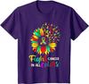Krebsbekämpfung in allen Farben Feder Sonnenblume Bewusstsein Jugend Unisex T-Shirt