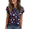 Women's Round Neck Short Sleeve Mid-Length T-Shirt Loose Casual Independence Day Printed Short Sleeve T-Shirt Top