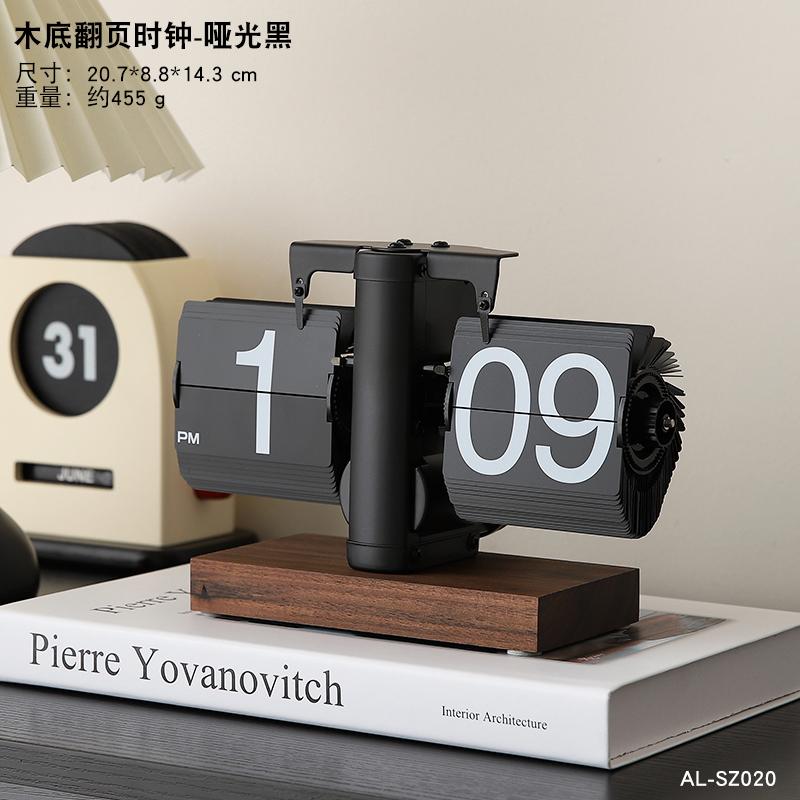 Retro Luxury Flip Desk Clock Mechanical Table Timepiece Creative Digital Display for Living Room Decorative Mantel Clock