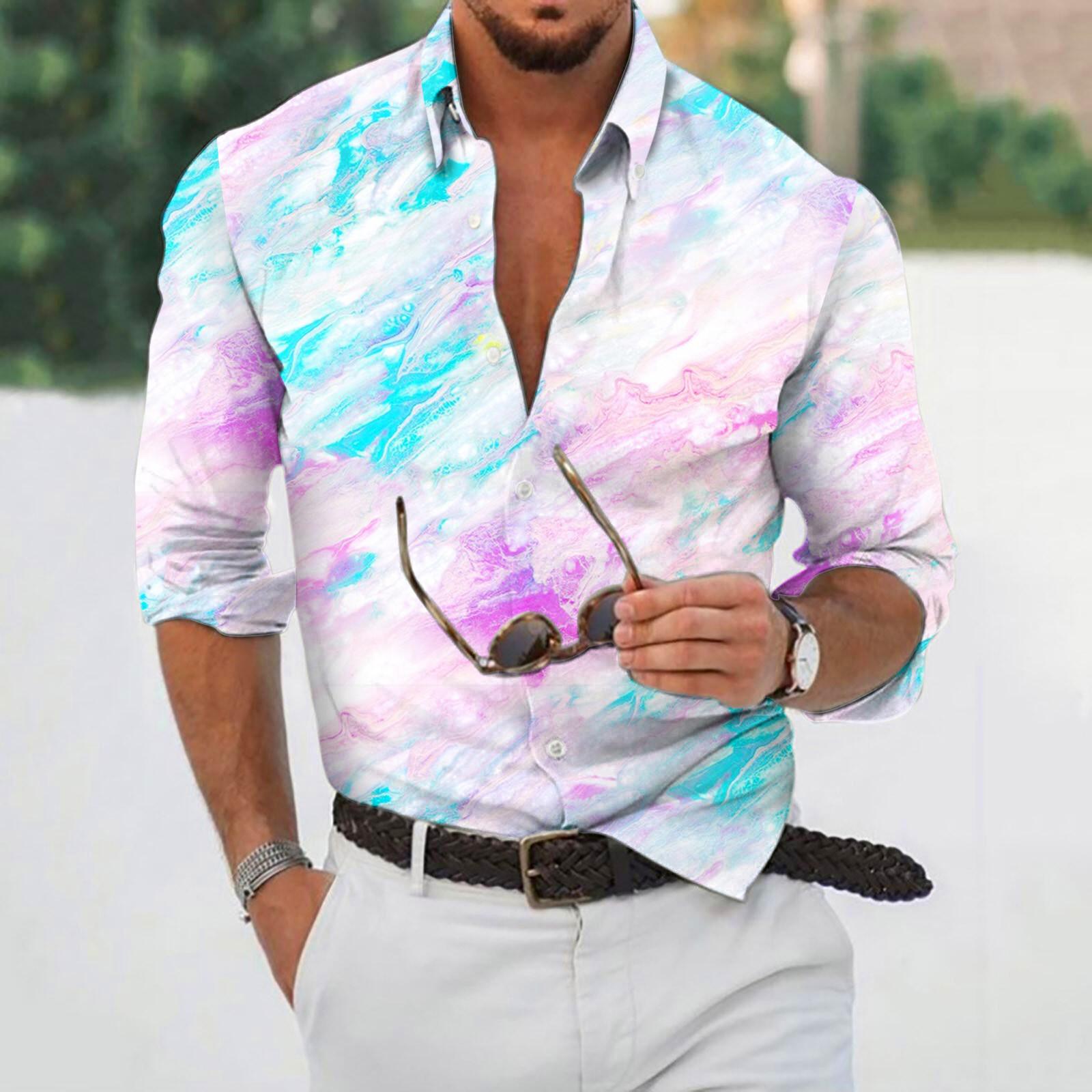 

Дизайнерская весна-лето мужская повседневная 3D-хэллоуинская печать Гавайская рубашка Блузка Рубашки с длинным рукавом XL