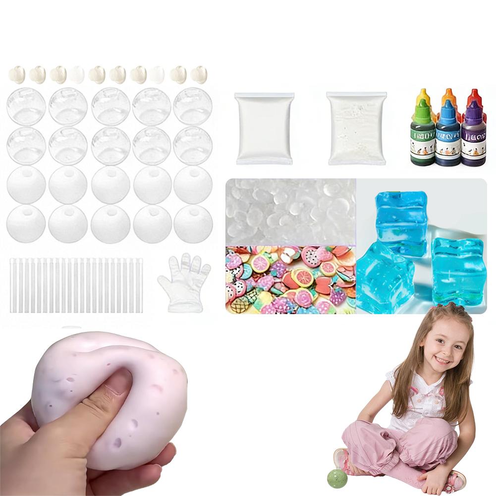 DIY Squishy Ball Craft Kit Stress Ball Making Set with Transparent Ball Skins Creative Handmade Toy Multiple Choices