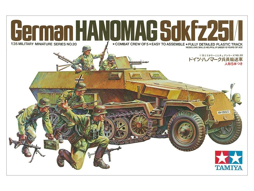 Tamiya Military Miniature Series 20 German Hanomag Personnel Carrier Plastic Model Kit 35020 No. 1/35