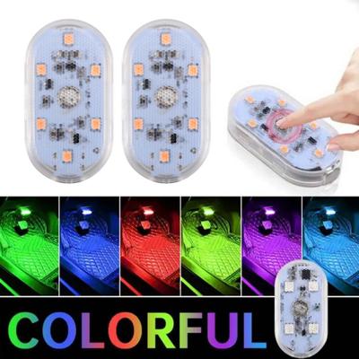 Luz LED para carro Controle de toque 7 cores Mudança à prova d'água Design resistente a arranhões Mini tamanho Recarregável Sem fio Luz LED interna