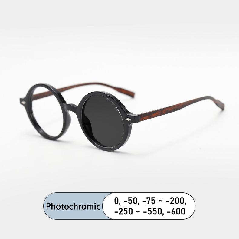 Marken Design Japanischer Stil Runder Vintage Rahmen Myopie Brille Sehstärke Photochrome Anti Blaulicht Damen Weitsicht Brillen
