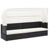 vidaXL Garden Sofa with Sun Canopy Black Poly Rattan