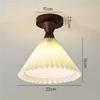 Nordic Wood Ceiling Lamp with Pleated Fabric Shade Indoor Lighting Farmhouse Semi Flush Mount Ceiling Light Fixture Vintage Close to Ceiling Light