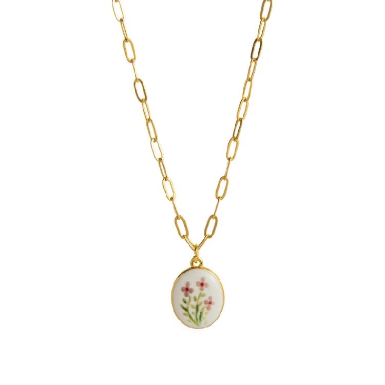 Floral Charm Necklace Adjustable Plant Series Collarbone Chain Flower Pendant Neckchain Daily Accessory Gift