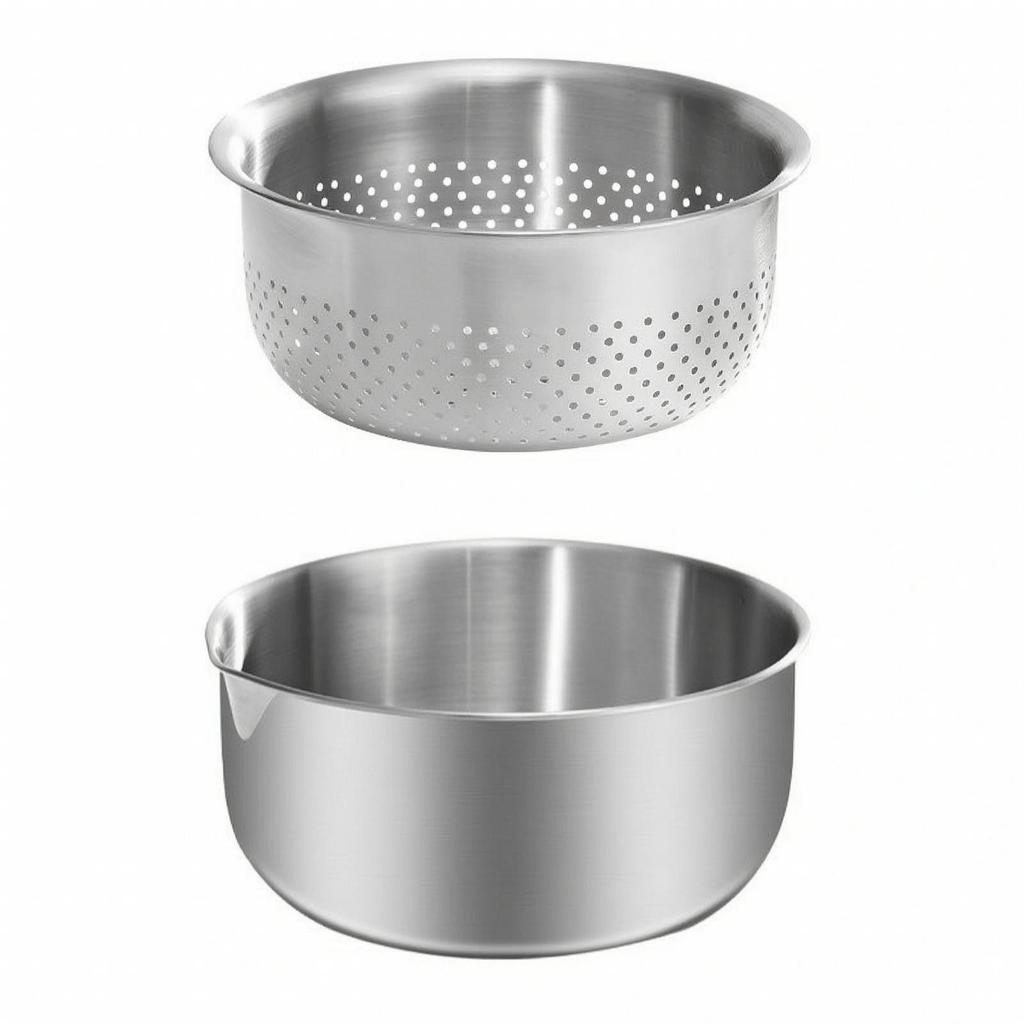 2 Pieces Stainless Steel Colander with Solid Bowl Nested Kitchenware Practical